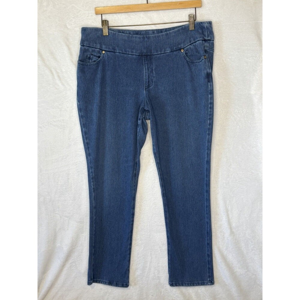 Coldwater Creek Pull On Stretch Denim Jeans Women's 14P Petite Slim Leg Blue